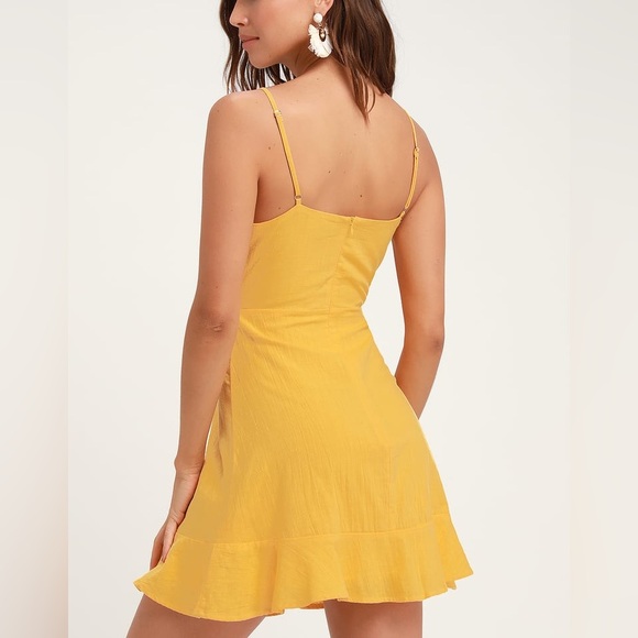 Lulus Here To Dance Yellow Lace-Up Mini Dress. New With Tags. - Picture 5 of 12